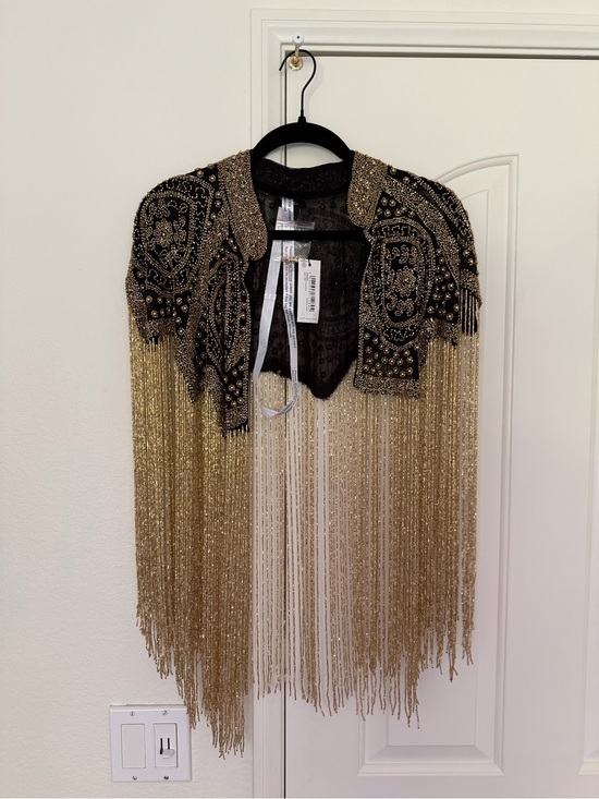 Nasty Gal Jackets & Blazers - Nasty Gal Black Sheer Embellished Jacket with Gold Beading
